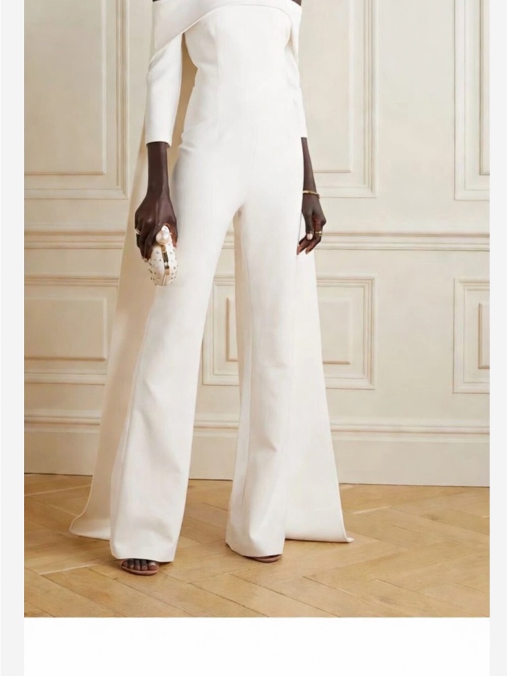 SAFIYAA Crepe Cape Jacket FR40 US8 UK12 L Ivory Draped Off-Shoulder